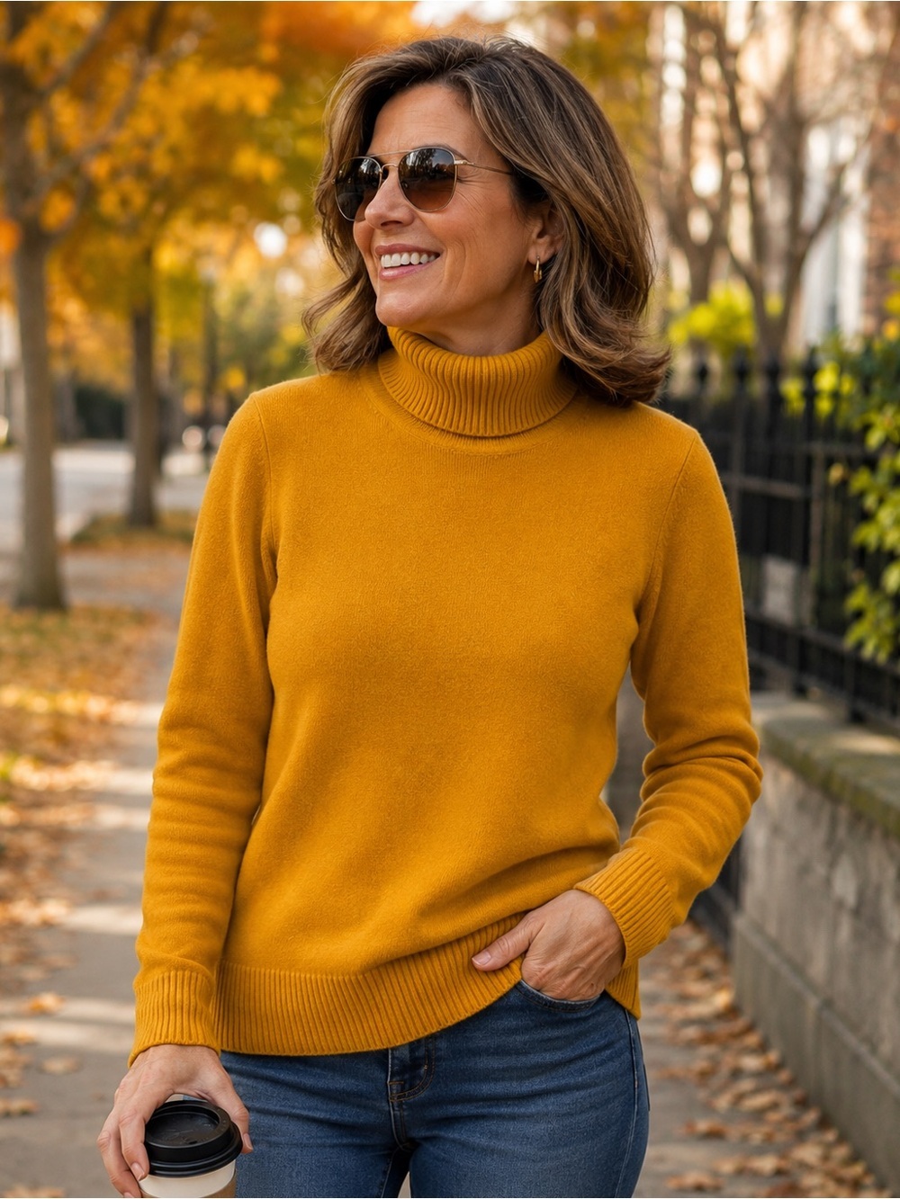 French Connection Mustard Yellow Turtleneck Sweater